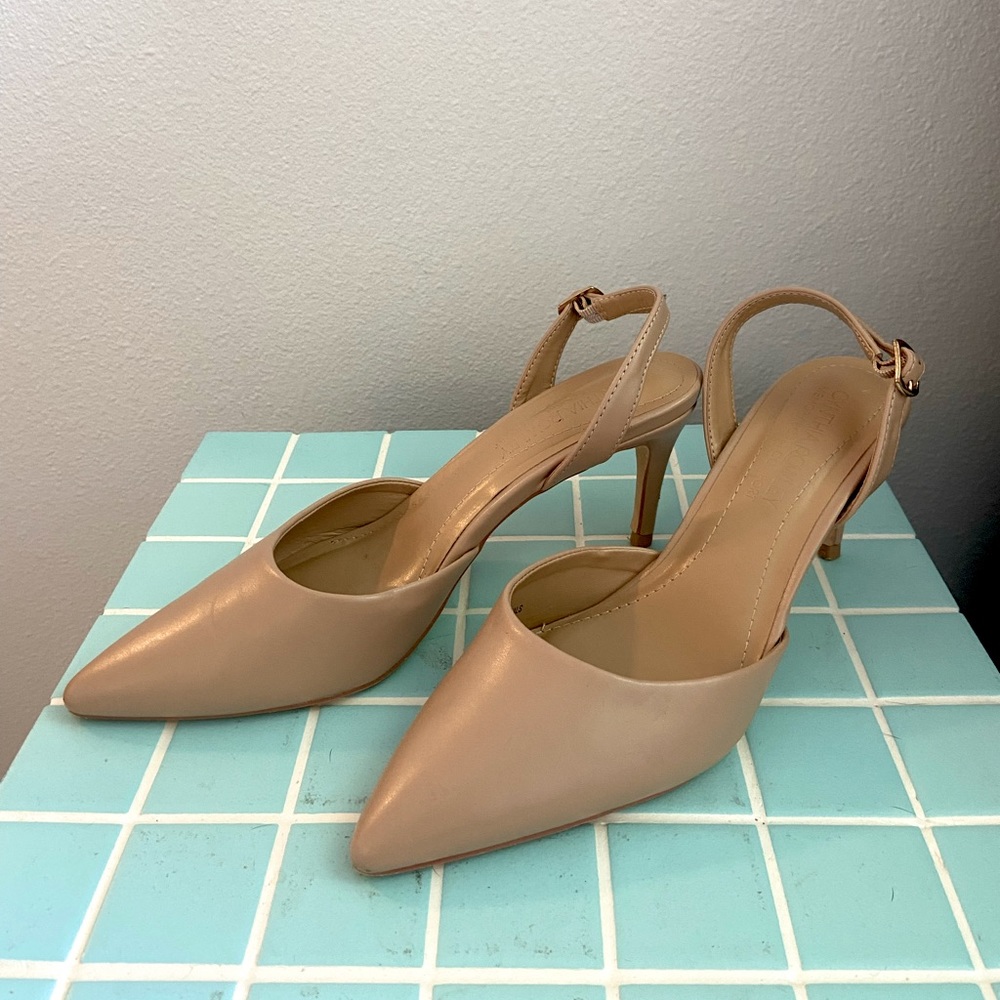 Cynthia Rowley Shoes - Petula Slingback Pumps - Tan Nude - W Size 9